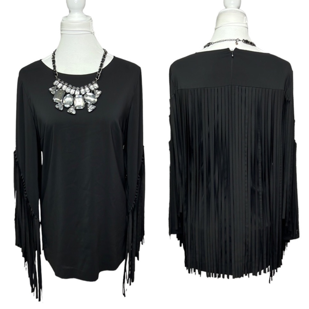 Carmen Marc Valvo Fringed Blouse